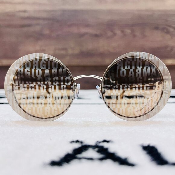 Giorgio Armani Round Oval All-over Logo Metal Sunglasses - Champagne main image 8
